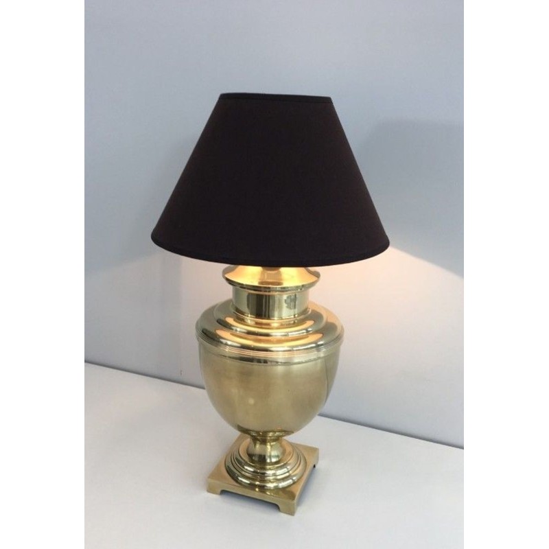 Lampe Balustre Laiton Style Néoclassique, Travail Français, vers 1970