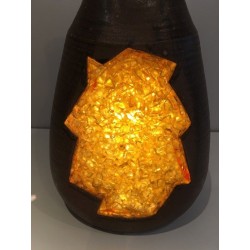 Unusual Ceramic & Amber Glass Table Lamp, circa 1970