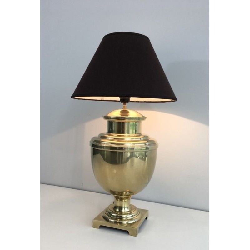 Lampe Balustre Laiton Style Néoclassique, Travail Français, vers 1970