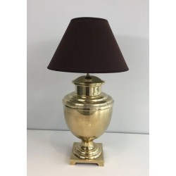 Lampe Balustre Laiton Style Néoclassique, Travail Français, vers 1970
