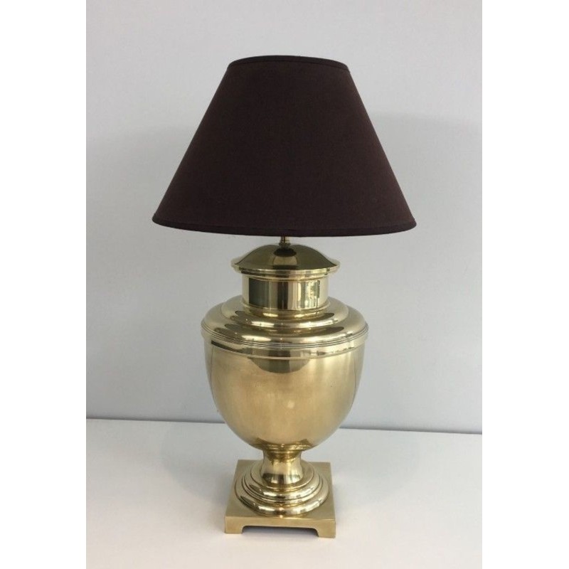 Lampe Balustre Laiton Style Néoclassique, Travail Français, vers 1970
