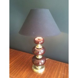 Lampe Verre Rouge et Laiton, Travail Français, vers 1960