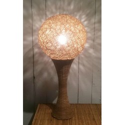 Grande Lampe de Table en Rotin, Travail Français, vers 1970 – Maison BARROIS