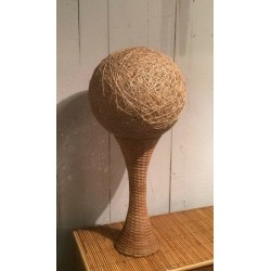 Grande Lampe de Table en Rotin, Travail Français, vers 1970 – Maison BARROIS