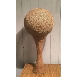 Grande Lampe de Table en Rotin, Travail Français, vers 1970 – Maison BARROIS