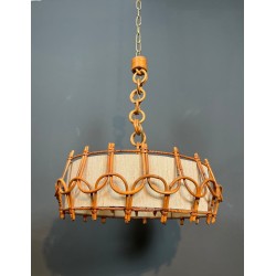 Rattan Chandelier, Style of Audoux-Minet, French Work, circa 1950 – Maison BARROIS
