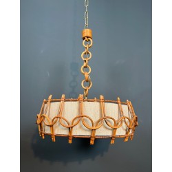 Lustre en Rotin dans le Goût d’Audoux-Minet, Travail Français, vers 1950 – Maison BARROIS