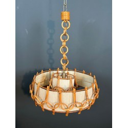 Rattan Chandelier, Style of Audoux-Minet, French Work, circa 1950 – Maison BARROIS