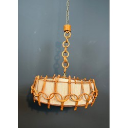 Rattan Chandelier, Style of Audoux-Minet, French Work, circa 1950 – Maison BARROIS