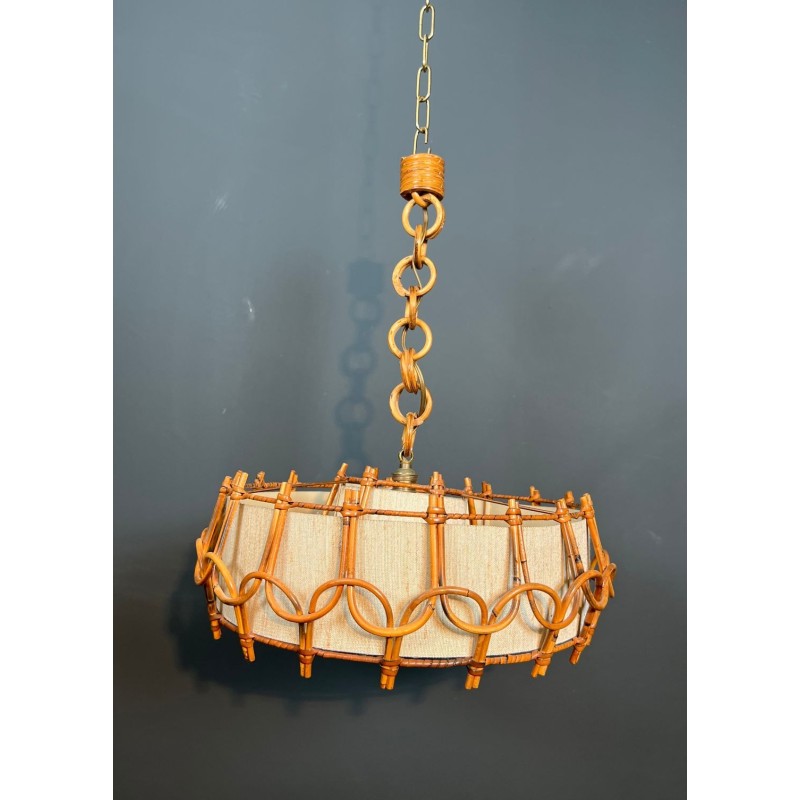 Rattan Chandelier, Style of Audoux-Minet, French Work, circa 1950 – Maison BARROIS