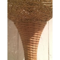 Grande Lampe de Table en Rotin, Travail Français, vers 1970 – Maison BARROIS