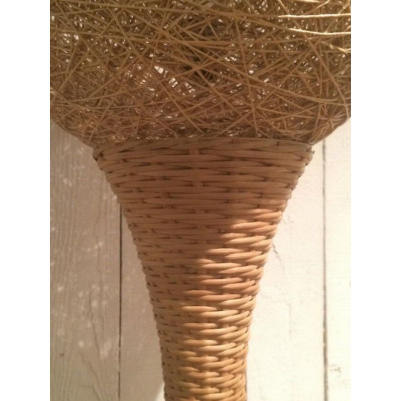 Grande Lampe de Table en Rotin, Travail Français, vers 1970 – Maison BARROIS