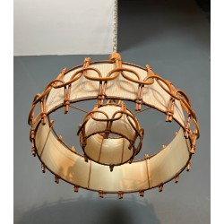 Lustre en Rotin dans le Goût d'Adrien Audoux et Frida Minet (Audoux-Minet)
