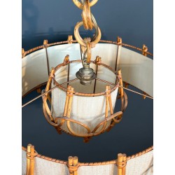 Rattan Chandelier, Style of Audoux-Minet, French Work, circa 1950 – Maison BARROIS