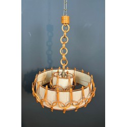 Rattan Chandelier, Style of Audoux-Minet, French Work, circa 1950 – Maison BARROIS