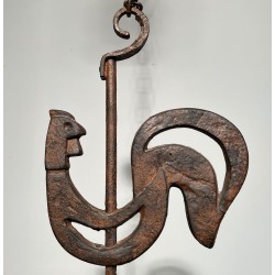 Wrought Iron Rooster Chandelier, Jean Touret for Atelier Marolles, circa 1950 – Maison BARROIS
