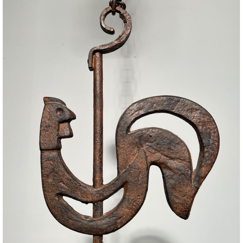 Wrought Iron Rooster Chandelier, Jean Touret for Atelier Marolles, circa 1950 – Maison BARROIS