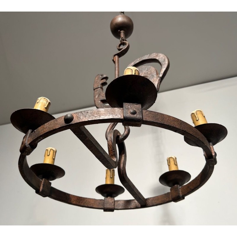 Lustre au Coq par Jean Touret pour l'Atelier Marolles