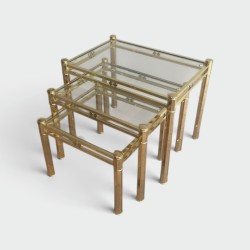 Suite de 3 Tables Gigognes en Laiton