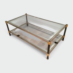 Table Basse Patine Canon de Fusil & Métal Doré 1970 | Maison BARROIS