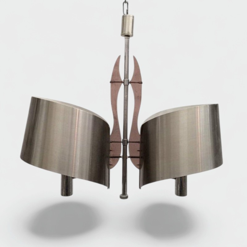 Maison Charles Brushed Metal & Plexiglass Pendant 1960 | Maison BARROIS