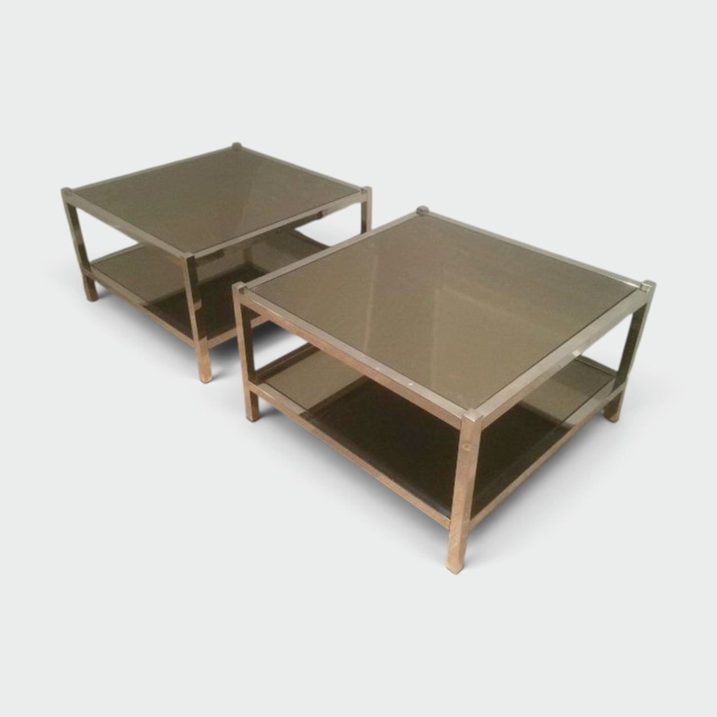Bouts de Canapé Chrome Miroirs Bronze 1970 | Maison BARROIS