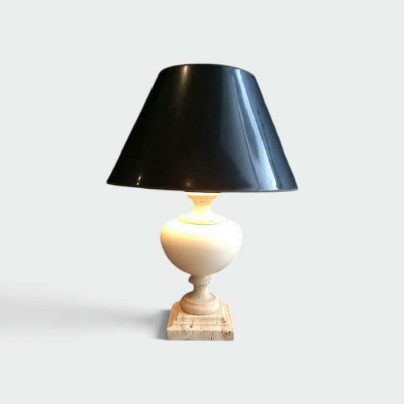 Lampe Céramique Socle Travertin 1960 | Maison BARROIS