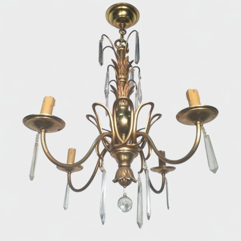Lustre Bronze Cristaux Maison Baguès 1940 | Maison BARROIS
