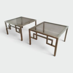 Paire de bouts de canapé design chromés