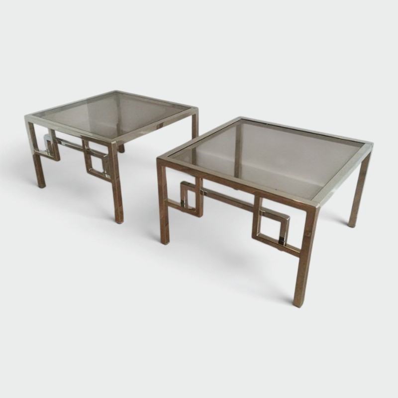 Paire de bouts de canapé design chromés