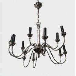 Lustre de Style Néoclassique en Métal Argenté à 12 Bras de Lumière