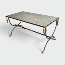 Table Basse Maison Jansen Acier Brossé Laiton 1970 | Maison BARROIS