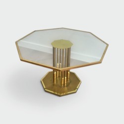 Table Basse Design en Laiton et Verre