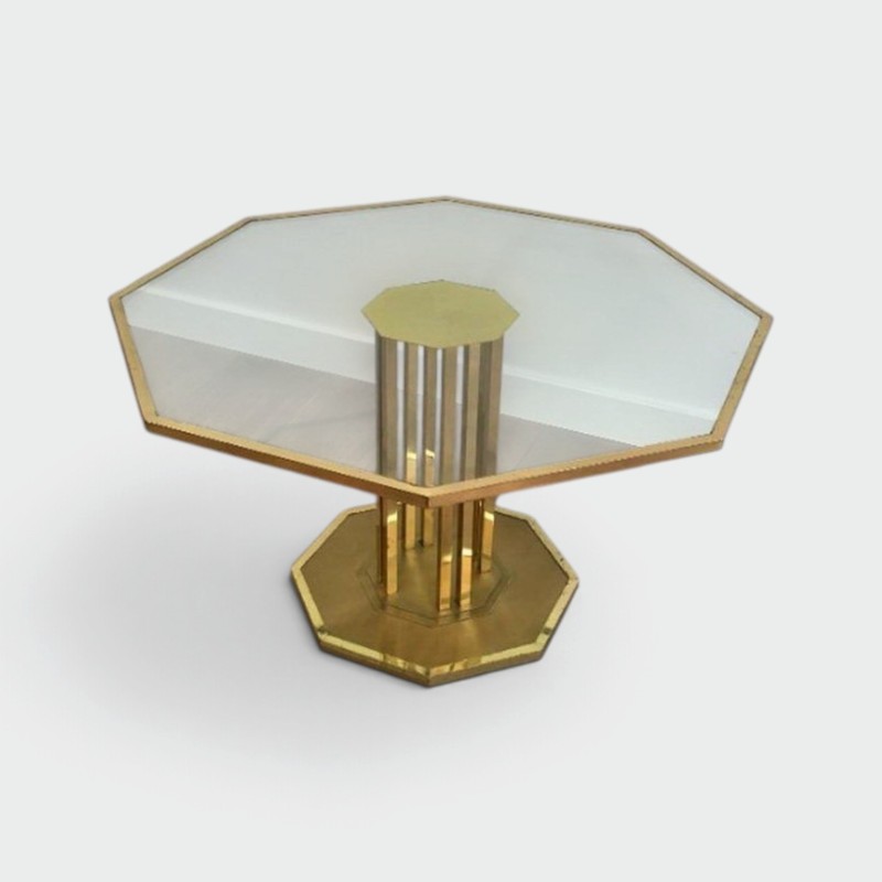 Table Basse Design en Laiton et Verre