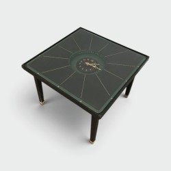 Table Pendule Cuir Laiton Adnet 1950 | Maison BARROIS