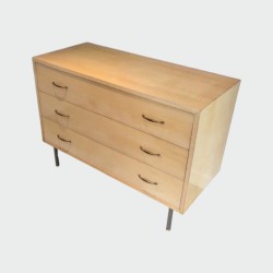 Commode Laque Coquille Acier Brossé Knoll 1970 | Maison BARROIS