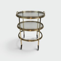 Petite Table Roulante Laiton 3 Plateaux, Vers 1940