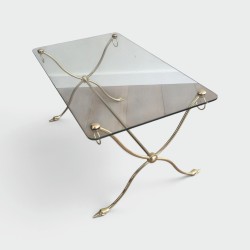 Swan-Neck Brass Coffee Table, Maison Jansen, Circa 1940