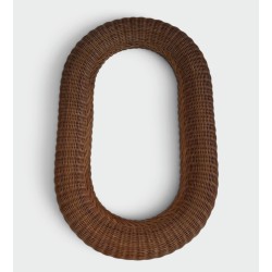 Tall Oval Rattan Mirror with Woven Frame