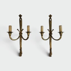 Bronze Louis XVI Wall Sconces Bows & Ribbons 1950 | Maison BARROIS