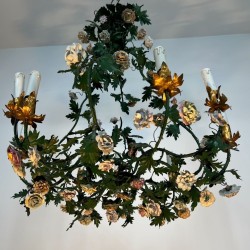 Louis XVI Basket Chandelier with Meissen Flowers, French Work, circa 1920 – Maison BARROIS