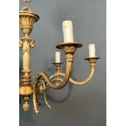 Bronze Chandelier with Ram’s Heads, Louis XVI Style, Manner of Maison Jansen, circa 1940 – Maison BARROIS