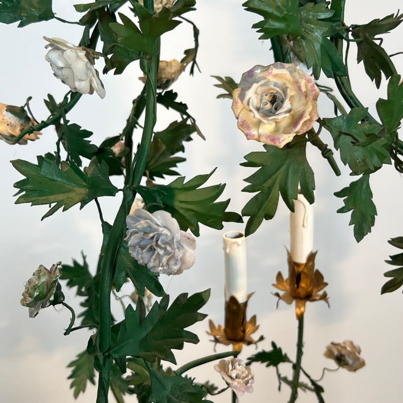 Louis XVI Basket Chandelier with Meissen Flowers, French Work, circa 1920 – Maison BARROIS