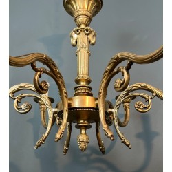 Bronze Chandelier with Ram’s Heads, Louis XVI Style, Manner of Maison Jansen, circa 1940 – Maison BARROIS