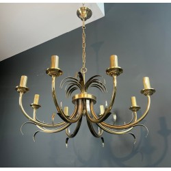 Lustre Ananas en Métal Brossé et Métal Doré dans le Goût de la Maison Charles