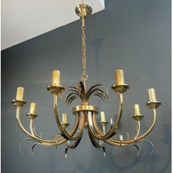 Pineapple Chandelier, Brushed & Gilt Metal, Manner of Maison Charles, circa 1970 – Maison BARROIS