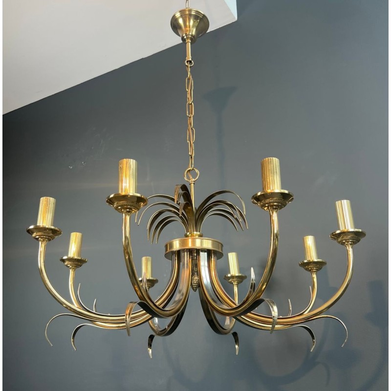 Pineapple Chandelier, Brushed & Gilt Metal, Manner of Maison Charles, circa 1970 – Maison BARROIS
