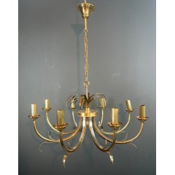 Lustre Ananas Métal Brossé et Doré, Goût Maison Charles, vers 1970 – Maison BARROIS