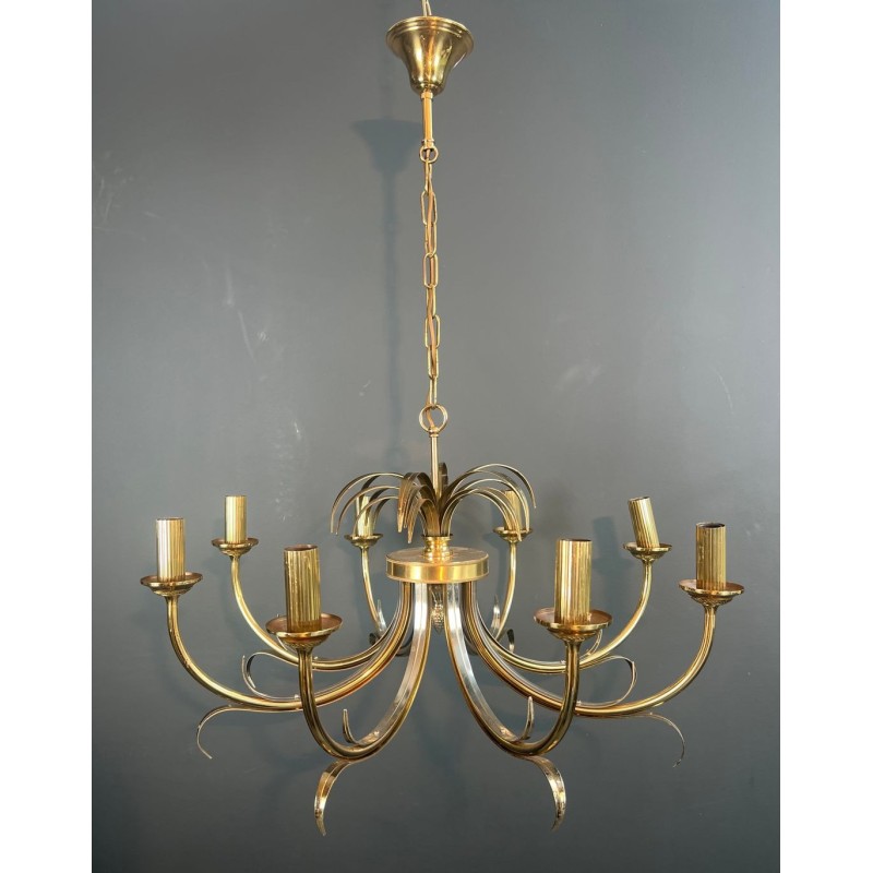 Lustre Ananas Métal Brossé et Doré, Goût Maison Charles, vers 1970 – Maison BARROIS