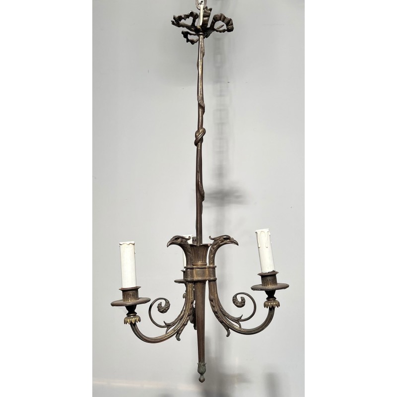 Three-Light Empire Bronze Chandelier with Eagle Heads, French Work, circa 1900 – Maison BARROIS